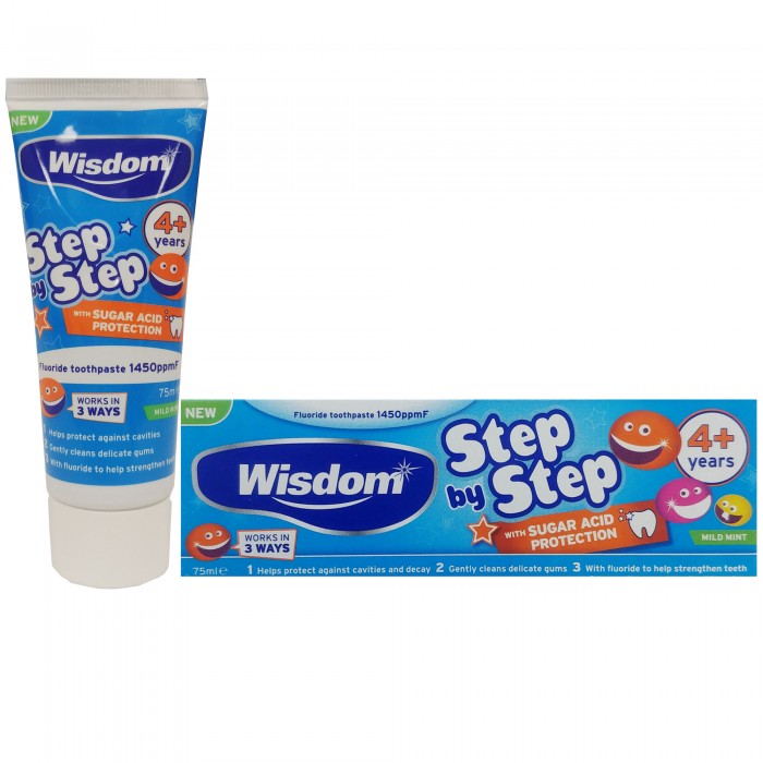 WISDOM dantų pasta nuo 4 metų, STEP BY STEP 75 ml