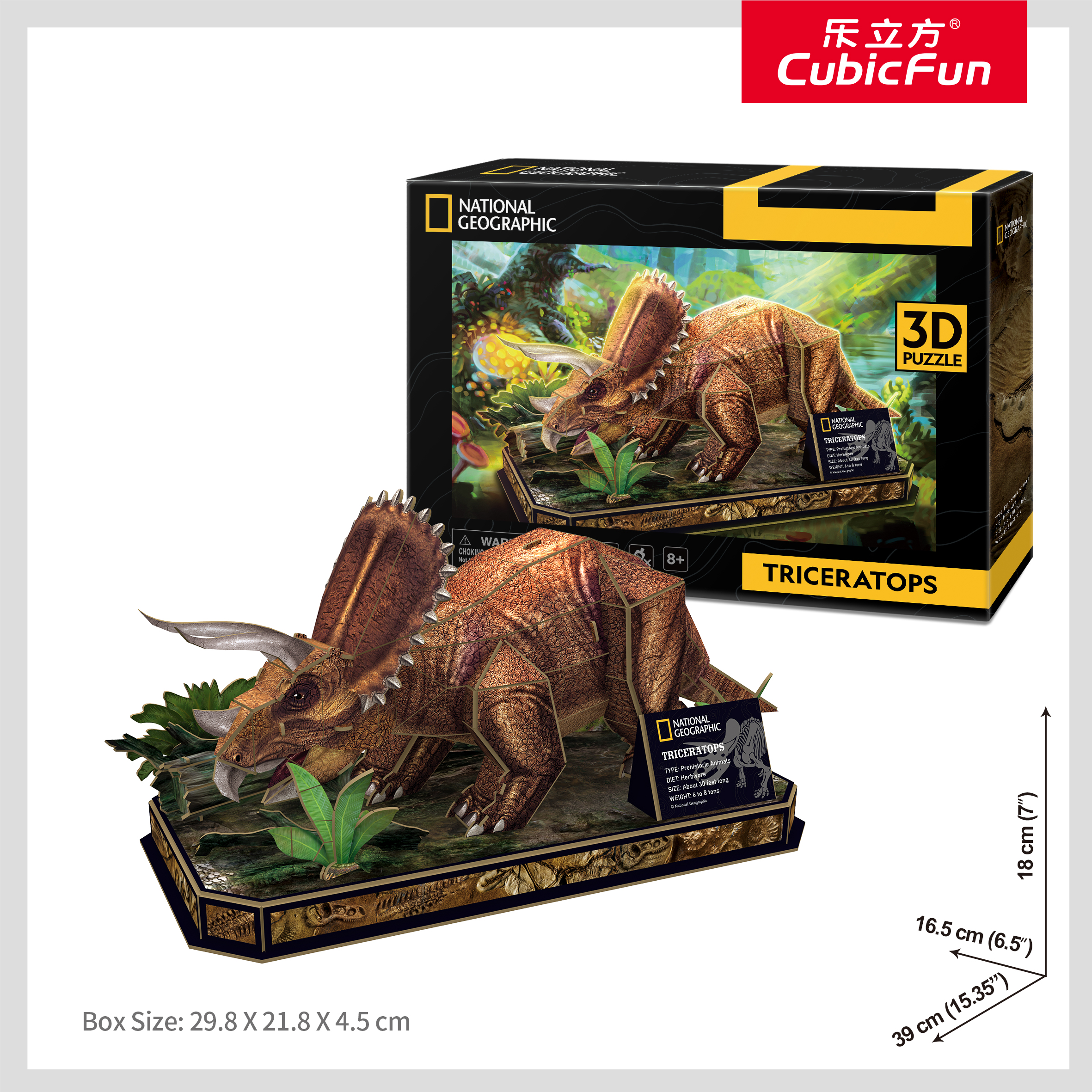 CUBIC FUN  National Geographic 3D dėlionė „Triceratopsas“