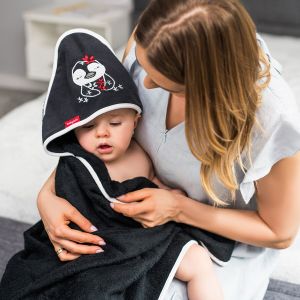BabyOno rank&scaron;luostis su gobtuvu bambukinis 85x85 juodas, pingvinas, 343/02 