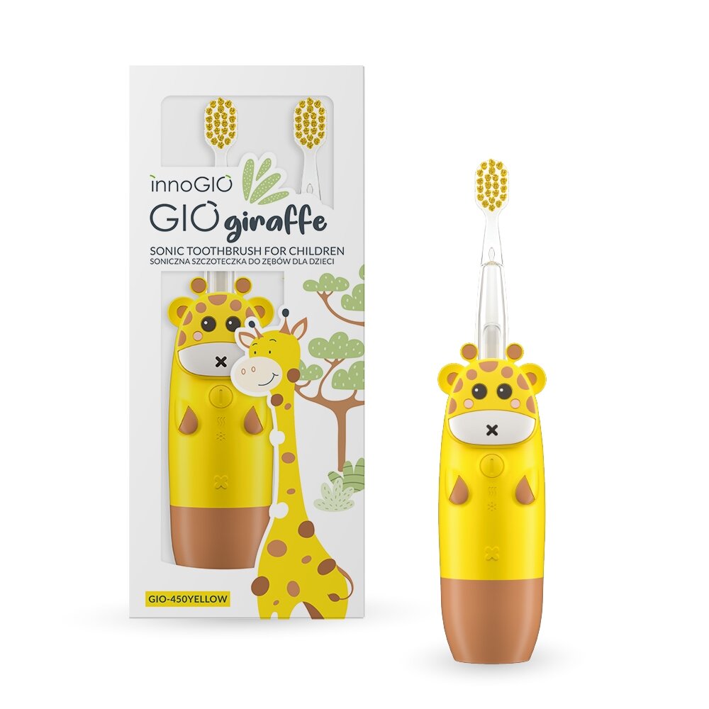 InnoGiO elektrinis dantų šepetėlis žirafa geltona GIO450-YELLOW