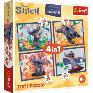 TREFL  DISNEY STITCH 4 dėlionių rinkinys