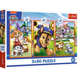 TREFL  PAW PATROL Dėlionių rinkinys &bdquo;&Scaron;unyčių komanda&ldquo;, 3 x 80 det.