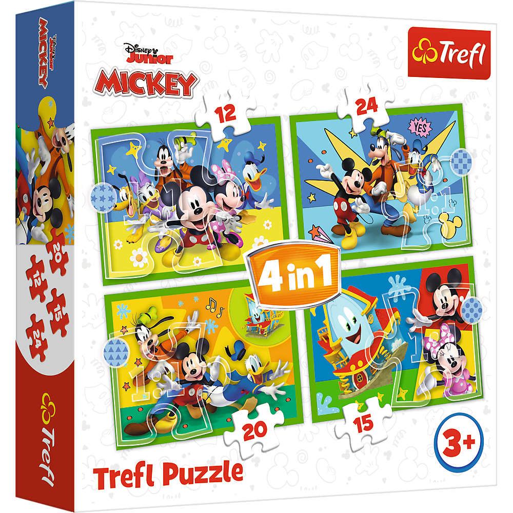 DISNEY TREFL MICKEY MOUSE 12+15+20+24 dėlionių rinkinys „Peliukas Mikis“