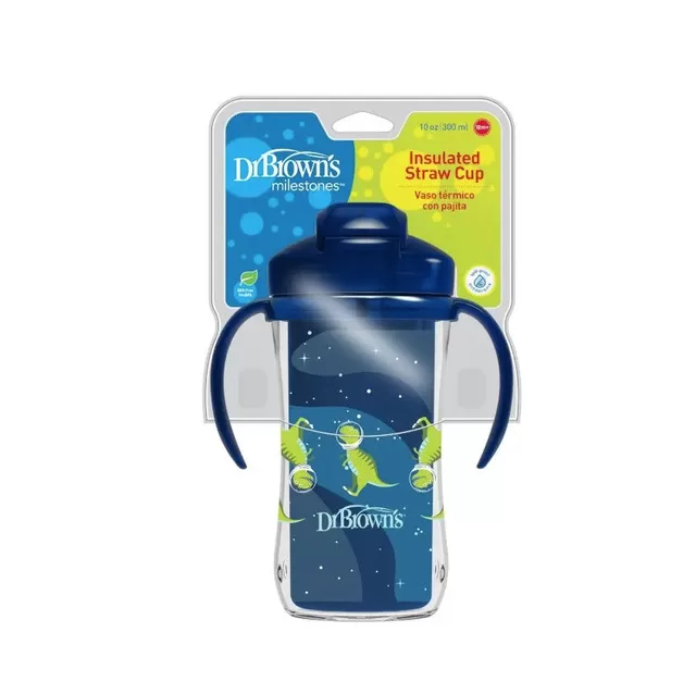 DR. BROWN'S gertuvė dvigubomis sienelėmis su &scaron;iaudeliu 300ml, mėlyna &ndash; nuotrauka 3