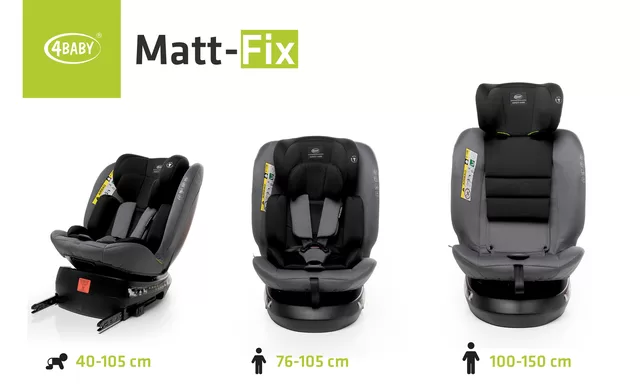 4Baby autokėdutė MATT-FIX 40-150CM I-SIZE tamsiai pilka &ndash; nuotrauka 7