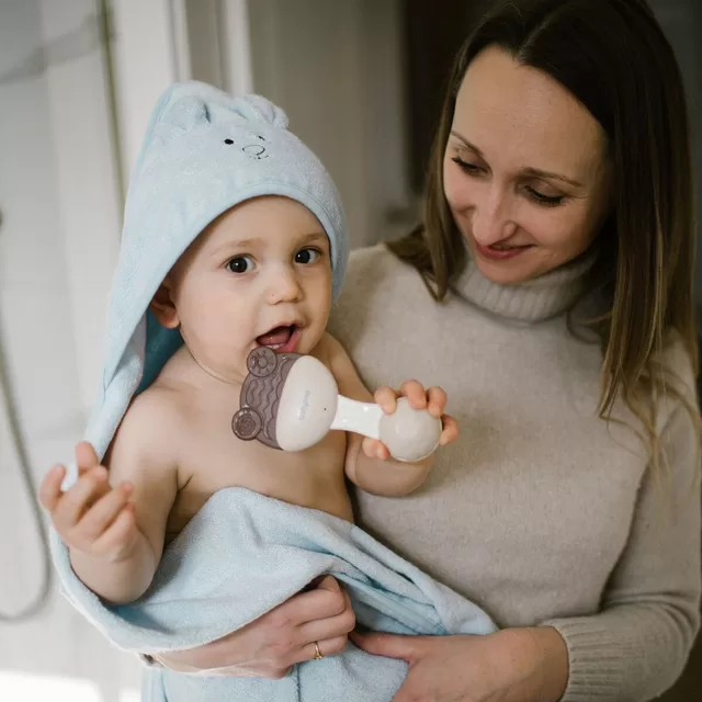 BabyOno rank&scaron;luostis su gobtuvu bambukinis 100x100 mėlynas 1553/02 &ndash; nuotrauka 5