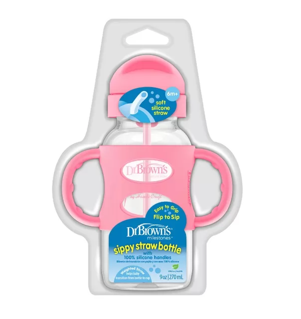 DR. BROWN'S Buteliukas plačiu kakleliu su &scaron;iaudeliu ir svareliu, 270 ml, rožinis &ndash; nuotrauka 2