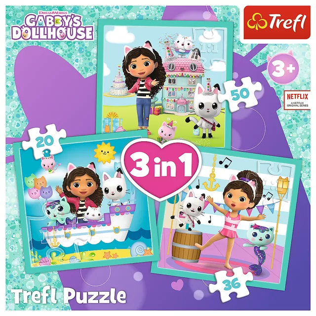 GABBY&acute;S DOLLHOUSE TREFL 3 dėlionių rinkinys &ndash; nuotrauka 2
