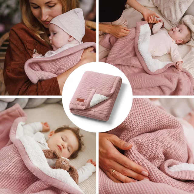 Babyono pledas medvilninis su flisu rožinis 1659/01 &ndash; nuotrauka 3