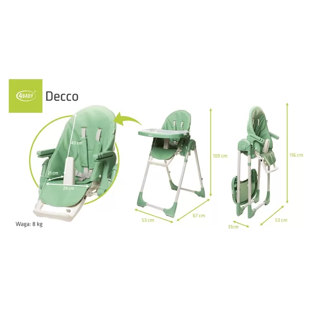 4Baby maitinimo kėdutė DECCO žalia &ndash; nuotrauka 10