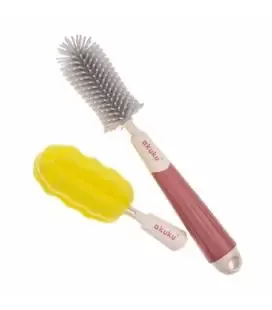 Akuku buteliukų, puodelių ir žindukų silikoninis &scaron;epetys su kempine, beige/pink, A0512 &ndash; nuotrauka 2