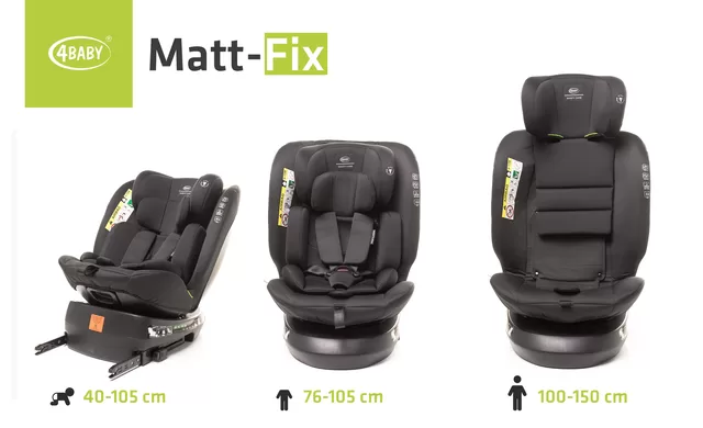 4Baby autokėdutė MATT-FIX 40-150CM I-SIZE juoda &ndash; nuotrauka 6