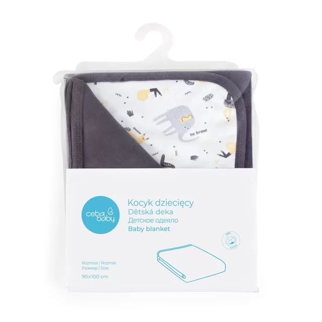 Cebababy pledas Jersey 90x100, drambliukas, tamsiai pilkas &ndash; nuotrauka 3