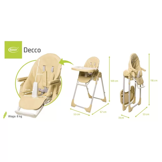 4Baby maitinimo kėdutė DECCO ruda &ndash; nuotrauka 12