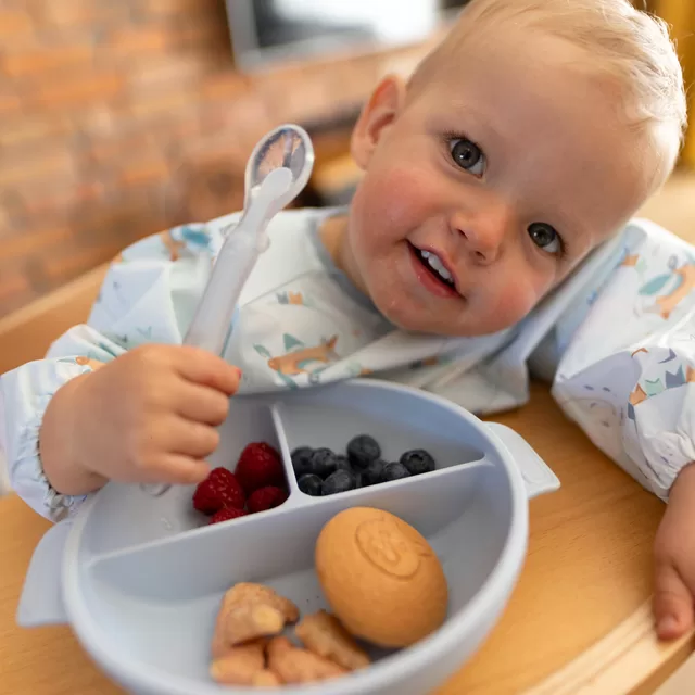 BabyOno lėk&scaron;tutė silikoninė neslystanti su dangteliu ir skyriais mėlyna 1661/01 &ndash; nuotrauka 5