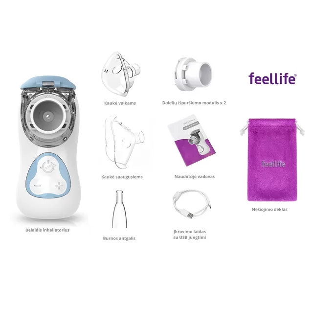 Feellife ne&scaron;iojamas vaiki&scaron;kas inhaliatorius AIR KIDS, BLUE &ndash; nuotrauka 3