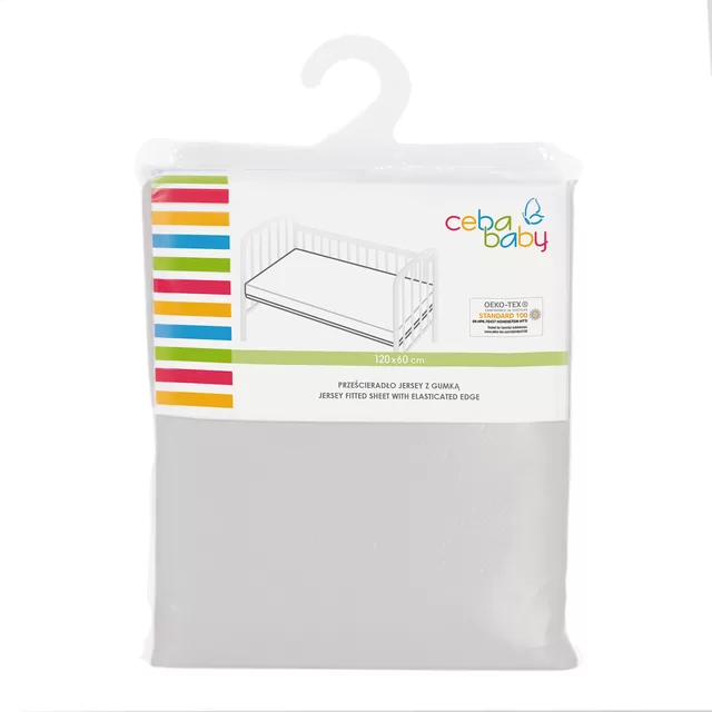 Cebababy Paklodė su guma jersey, 120x60, &scaron;viesiai pilka &ndash; nuotrauka 2