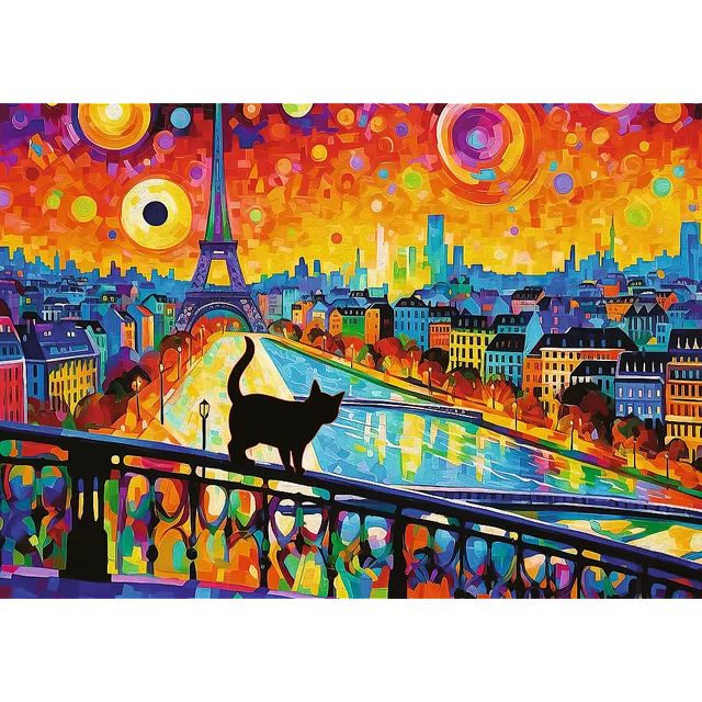 TREFL PUZZLES TREFL Dėlionė &bdquo;Katė Paryžiuje&ldquo;, 1000 det. &ndash; nuotrauka 3