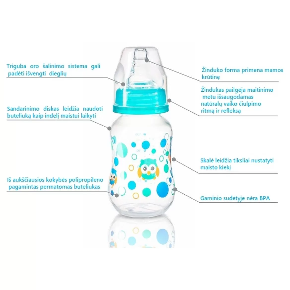 BabyOno Dieglių nesukeliantis standartinis buteliukas 120 ml 400 &ndash; nuotrauka 2