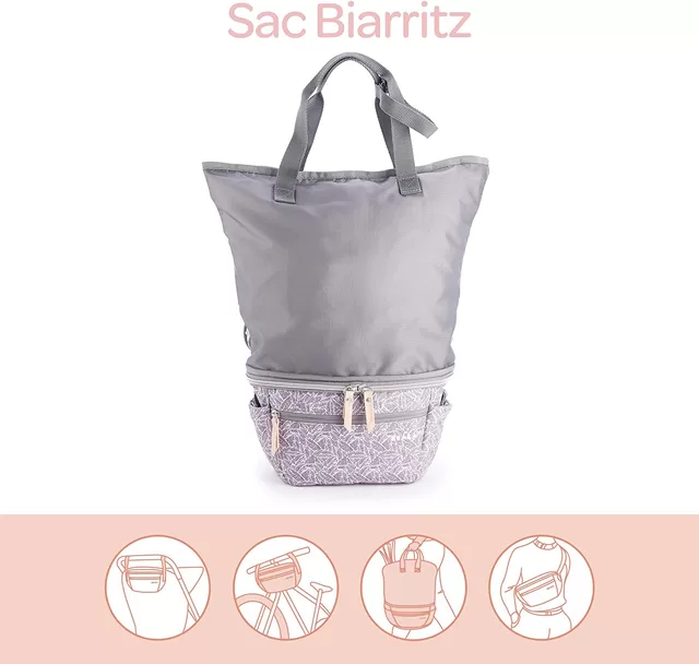 Beaba vežimėlio krep&scaron;ys-mamos rankinė 2in1, POP UP TROLLER BAG BIARRITZ HEATHER, marga pilka &ndash; nuotrauka 5