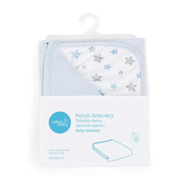 Cebababy pledas Jersey 90x100 mėlynos - žvaigždės, mėlynas &ndash; nuotrauka 3