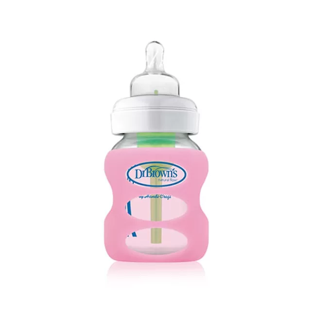 DR. BROWN'S silikoninė rankovė stikliniam plataus kaklelio buteliukui, 150 ml, rožinė, AC080 &ndash; nuotrauka 2