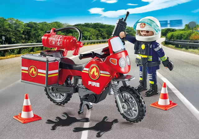 PLAYMOBIL ACTION HEROES Ugniagesių motociklas ir alyvos i&scaron;siliejimas 71466 &ndash; nuotrauka 2