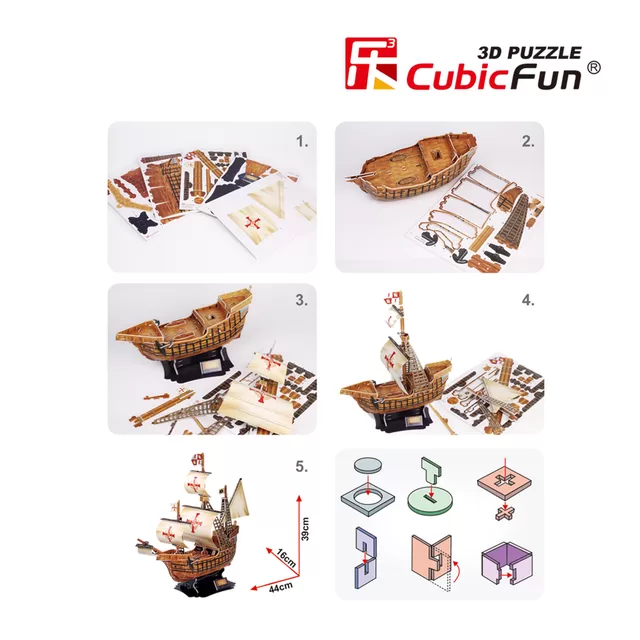 CUBIC FUN CUBICFUN 3D dėlionė (vidutinė) &bdquo;Laivas &bdquo;Santa Maria" &ndash; nuotrauka 3