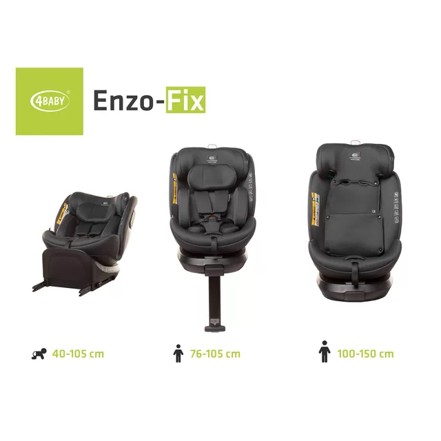 4Baby autokėdutė ENZO-FIX 40-150CM tamsiai pilka I-SIZE &ndash; nuotrauka 6