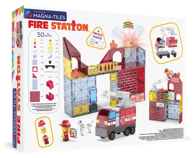 MAGNA-TILES Magnetinis konstruktorius &bdquo;Ugniagesių stotis&ldquo;, 50 det. &ndash; nuotrauka 2