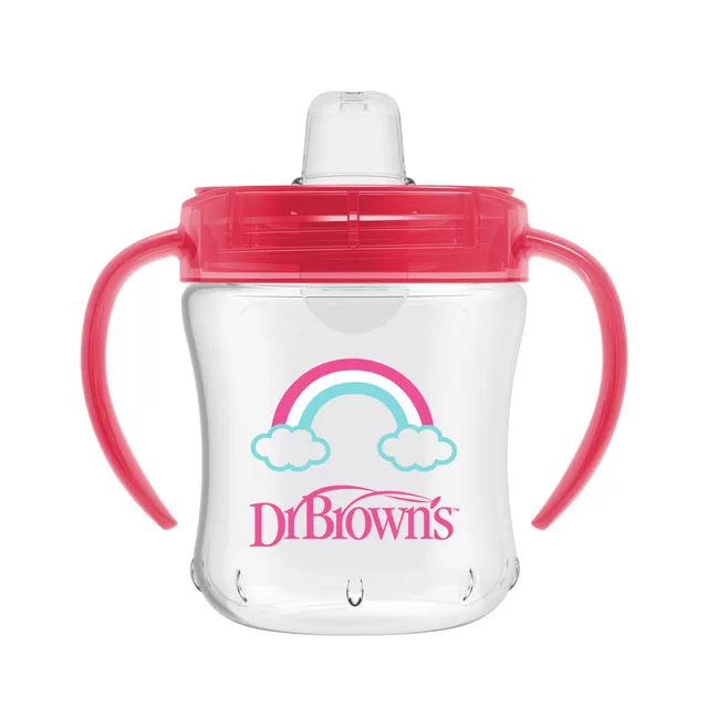 DR. BROWN'S gertuvė mink&scaron;tu snapeliu su rankenėlėmis nuo 6 mėn., 180ml, rožinė &ndash; nuotrauka 3
