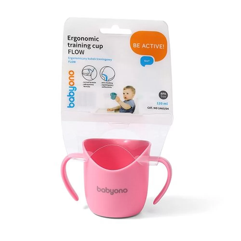 BabyOno ergonomi&scaron;kas mokomasis puodelis rožinis 1463/04 &ndash; nuotrauka 3
