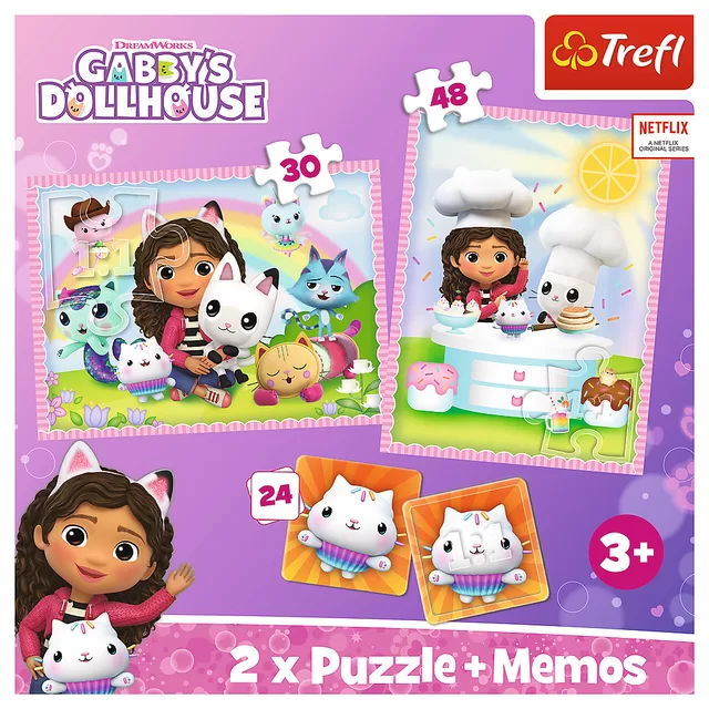 GABBY&acute;S DOLLHOUSE TREFL 30+ 48+ 24 memo kortelės, dėlionė-žaidimas &bdquo;&ldquo; &ndash; nuotrauka 2