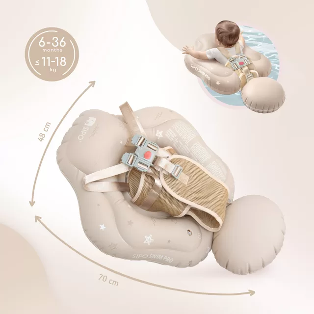 SIPO pripučiamas plaukimo ratas kūdikiams vaikams 6-36 m 11&ndash;18kg kreminis SWM102TR SWM102TR &ndash; nuotrauka 2