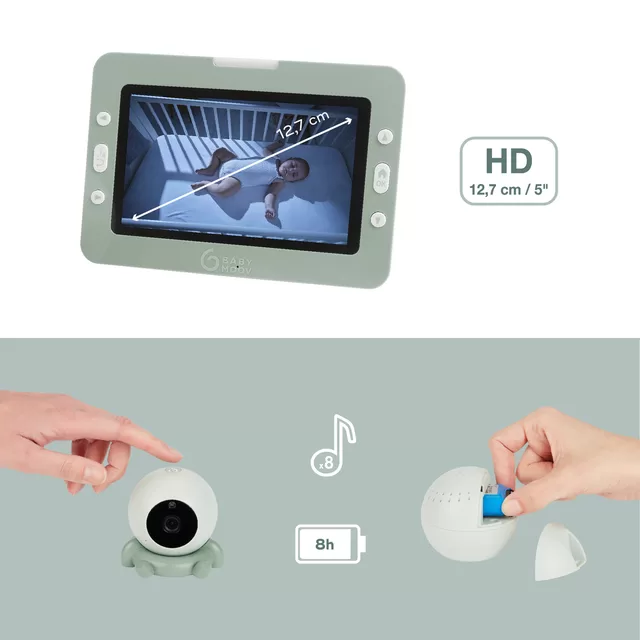 Babymoov mobili video auklė kūdikiui 5&rsquo;&rsquo; YOO Go + HD A014433 &ndash; nuotrauka 2