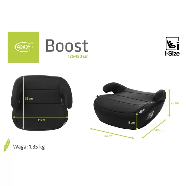 4Baby autokėdutė BOOST 125-150cm juoda I-SIZE &ndash; nuotrauka 7