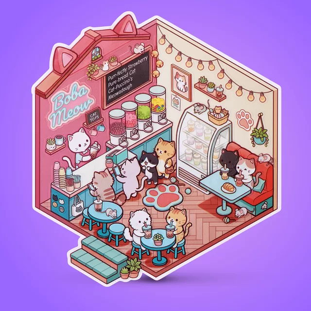 STICKER THERAPY Lipdukų rinkinys &bdquo;Kawaii Kitties&ldquo;, 80 vnt. &ndash; nuotrauka 6