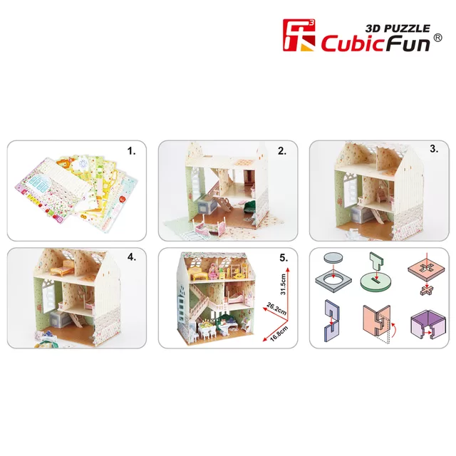 CUBIC FUN CUBICFUN 3D dėlionė (vidutinė) &bdquo;Lėlių namas&ldquo; &ndash; nuotrauka 2