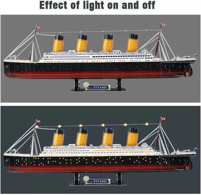 CUBIC FUN CUBICFUN 3D dėlionė su LED ap&scaron;vietimu &bdquo;Titanic&ldquo; &ndash; nuotrauka 5