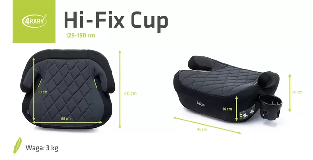 4Baby autokėdutė puodelio laikiklis HI-FIX 40-150CM tamsiai pilka I-SIZE &ndash; nuotrauka 9