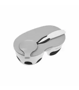 Akuku 2 dalių dubenėlis su &scaron;auk&scaron;teliu, A0428-WHITE/BLACK &ndash; nuotrauka 2