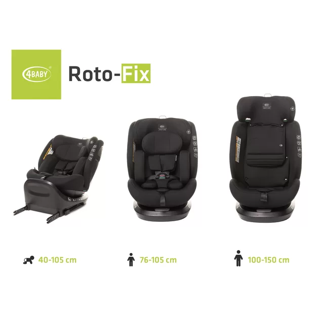 4Baby autokėdutė ROTO-FIX 40-150CM I-SIZE036 kg juoda &ndash; nuotrauka 8
