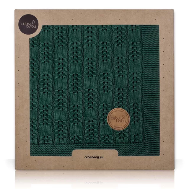 Cebababy pledas Emerald megztas eglutė - digsniuotas, žalias, 90x90 &ndash; nuotrauka 3
