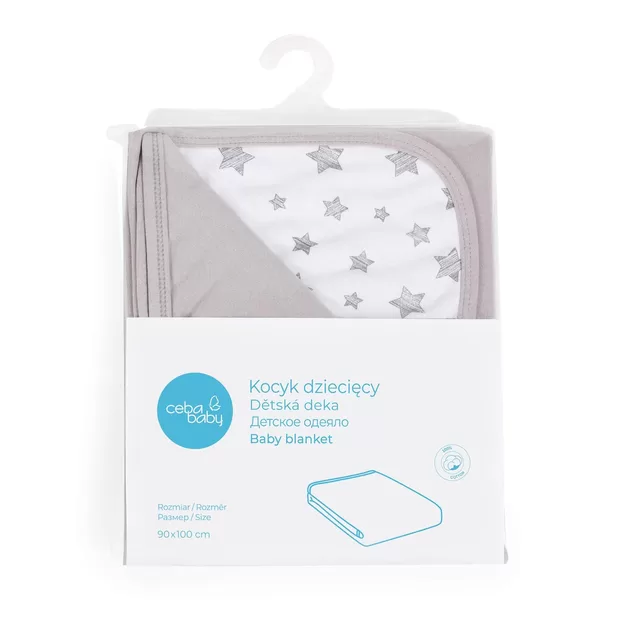 Cebababy pledas Jersey 90x100 pilkos - žvaigždės, pilkas &ndash; nuotrauka 3