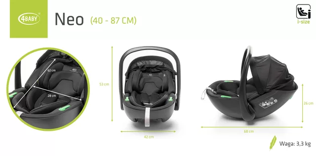 4Baby autokėdutė NEO 40-87CM I-SIZE juoda &ndash; nuotrauka 4