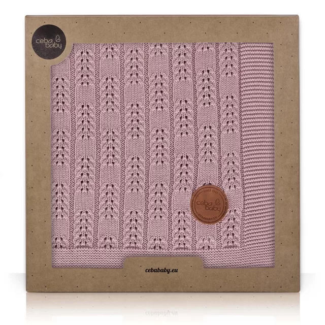 Cebababy pledas megztas eglutė - digsniuotas, rožinis, 90x90 &ndash; nuotrauka 2