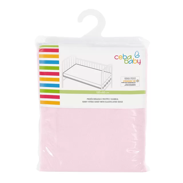 Cebababy Paklodė su guma frotte, 120x60, rožinė &ndash; nuotrauka 2