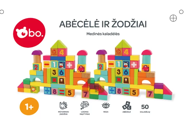 bo. Medinės kaladėlės &bdquo;Abėcėlė ir žodžiai&ldquo; (lietuvių kalba) &ndash; nuotrauka 4