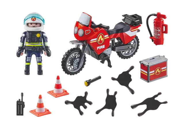 PLAYMOBIL ACTION HEROES Ugniagesių motociklas ir alyvos i&scaron;siliejimas 71466 &ndash; nuotrauka 3