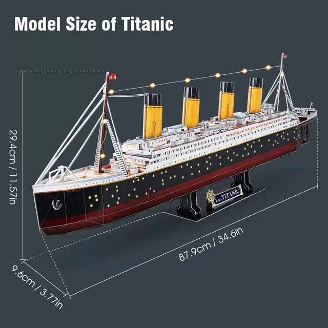 CUBIC FUN CUBICFUN 3D dėlionė su LED ap&scaron;vietimu &bdquo;Titanic&ldquo; &ndash; nuotrauka 4